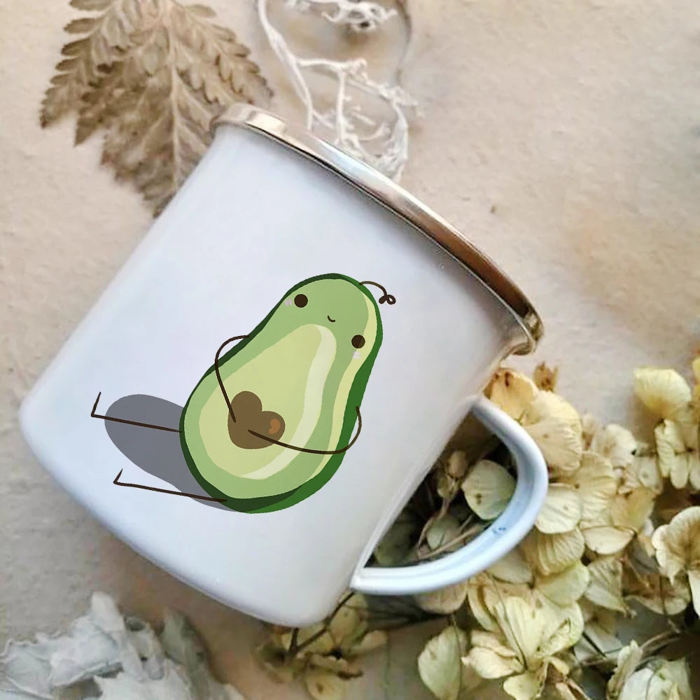 Adorable Avocado Edelstahl Emaill Camp Becher