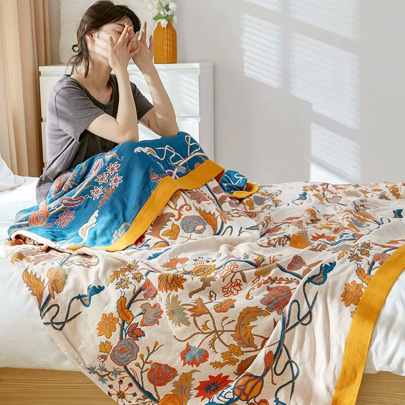 Regal Blumen Reversible Cotton Steppdecke Coverlet Leichte Bettwäsche