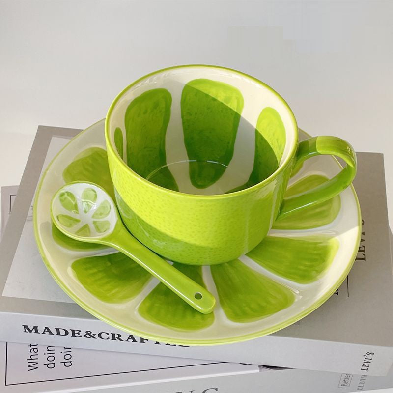 Sommer Fruit Style Keramikbecher, Löffel & Platte Set