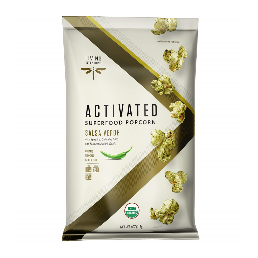 Lebende Absichten aktiviert Superfood Popcorn Salsa Verde 113 g