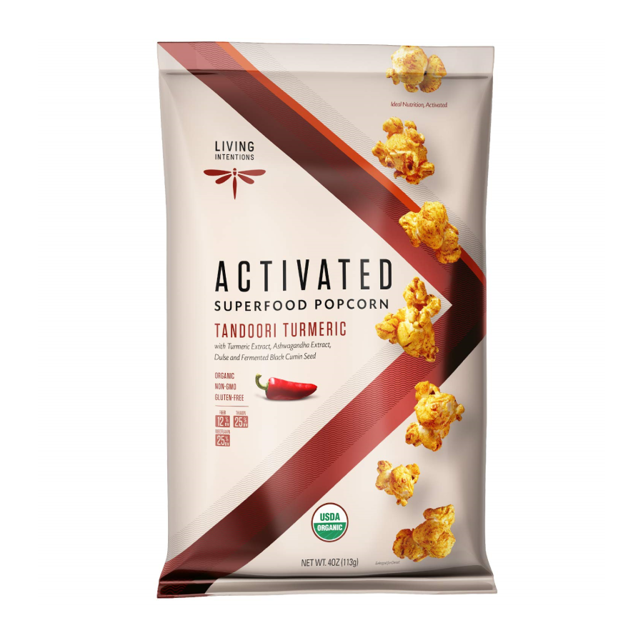 Lebende Absichten aktiviert Superfood Popcorn Tandoori Turmeric 113 g