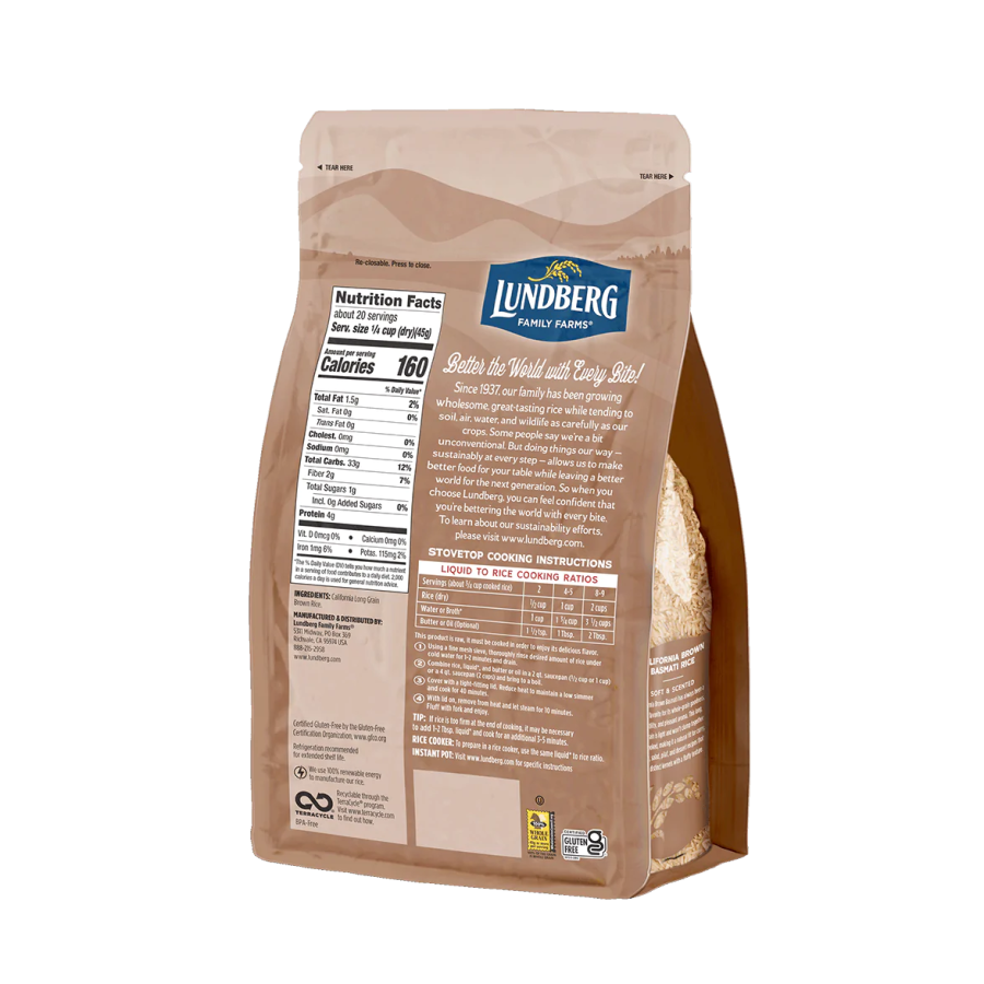 Lundberg Family Farms Nicht-GMO California Braun Basmati Reis 907 g