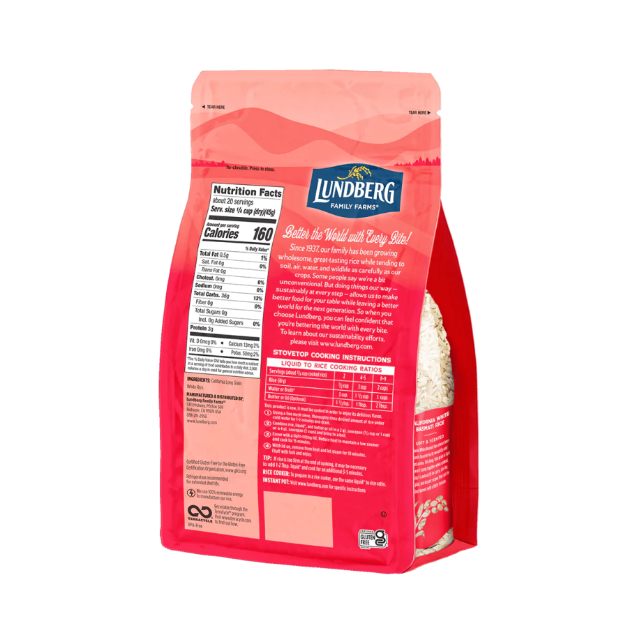 Lundberg Family Farms Nicht-GMO Kalifornien Weiß Basmati Reis 907 g