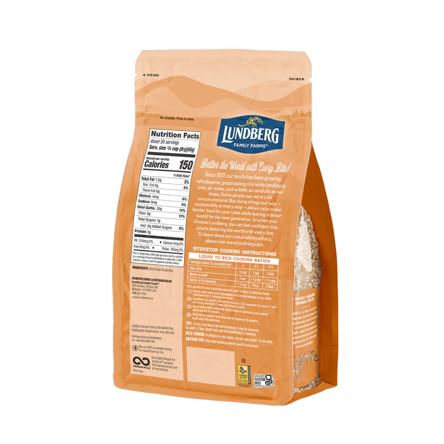 Lundberg Family Farms Nicht-GVO-Kurzkorn-Braun-Reis 907 g