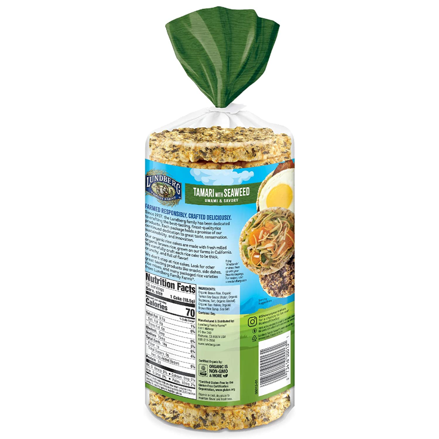 Lundberg Family Farms Organic Braun Rice Kuchen Tamari mit Seetang 241 g