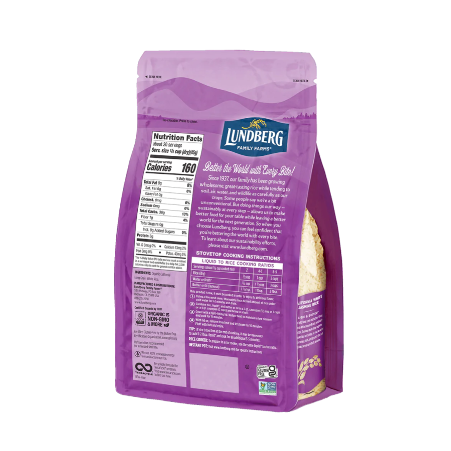 Lundberg Family Farms Organic California Weiß Jasmine Rice 907 g