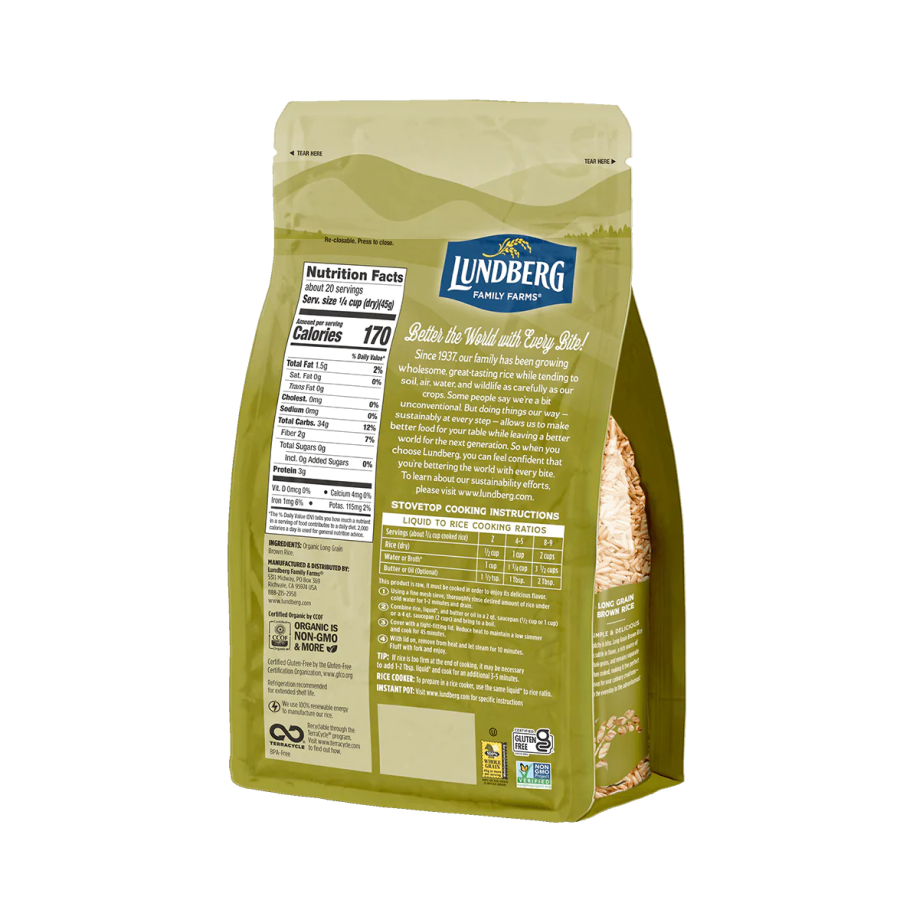 Lundberg Family Farms Organic Long Grain Braun Rice 907 g