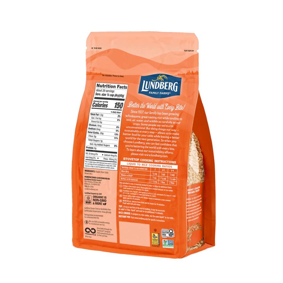 Lundberg Family Farms Organic Shorts Grain Braun Rice 907 g