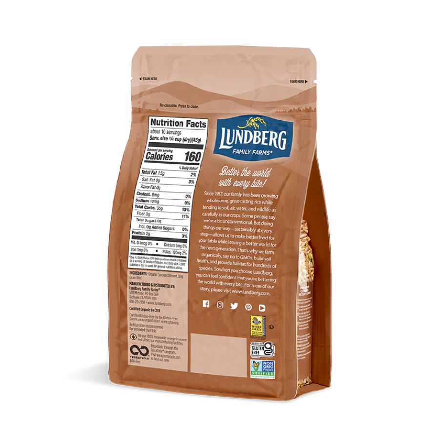 Lundberg Family Farms Organic Sprouted Braun Basmati Reis 454 g