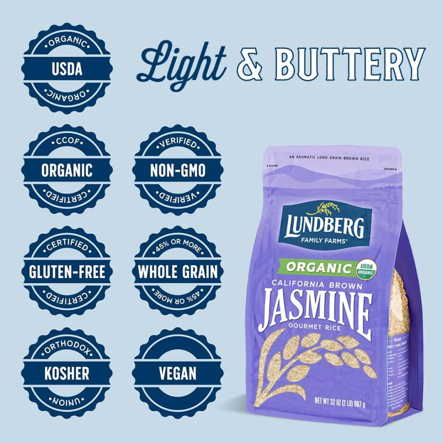 Lundberg Family Farms Organic California Braun Jasmine Reis 907 g