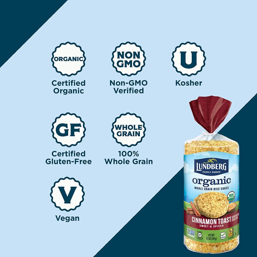 Lundberg Family Farms Organic Braun Rice Cakes Zimt-Toast 9,5 Unzen