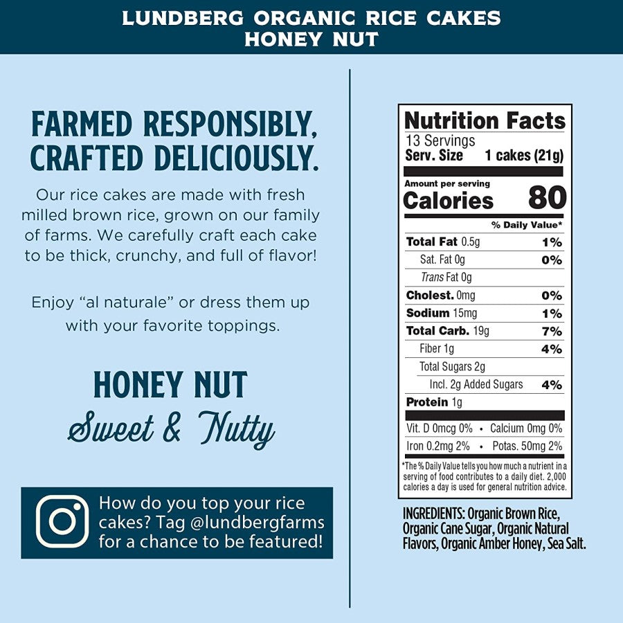 Lundberg Family Farms Organic Braun Rice Cakes Honig Nuss 272 g