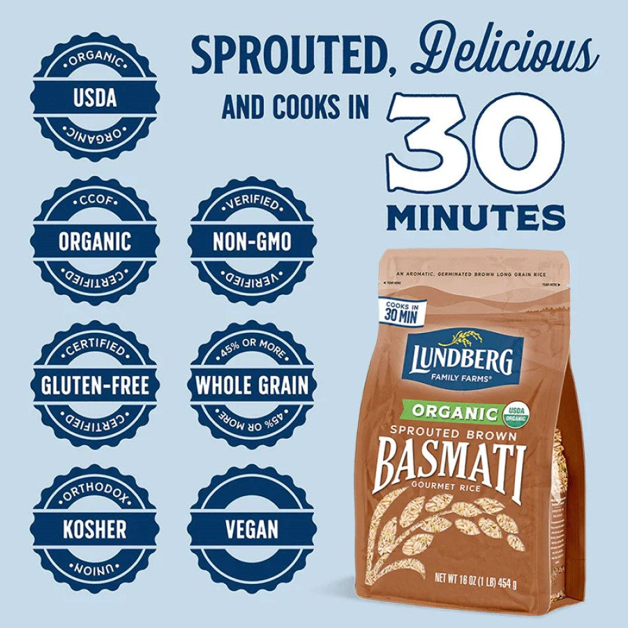 Lundberg Family Farms Organic Sprouted Braun Basmati Reis 454 g
