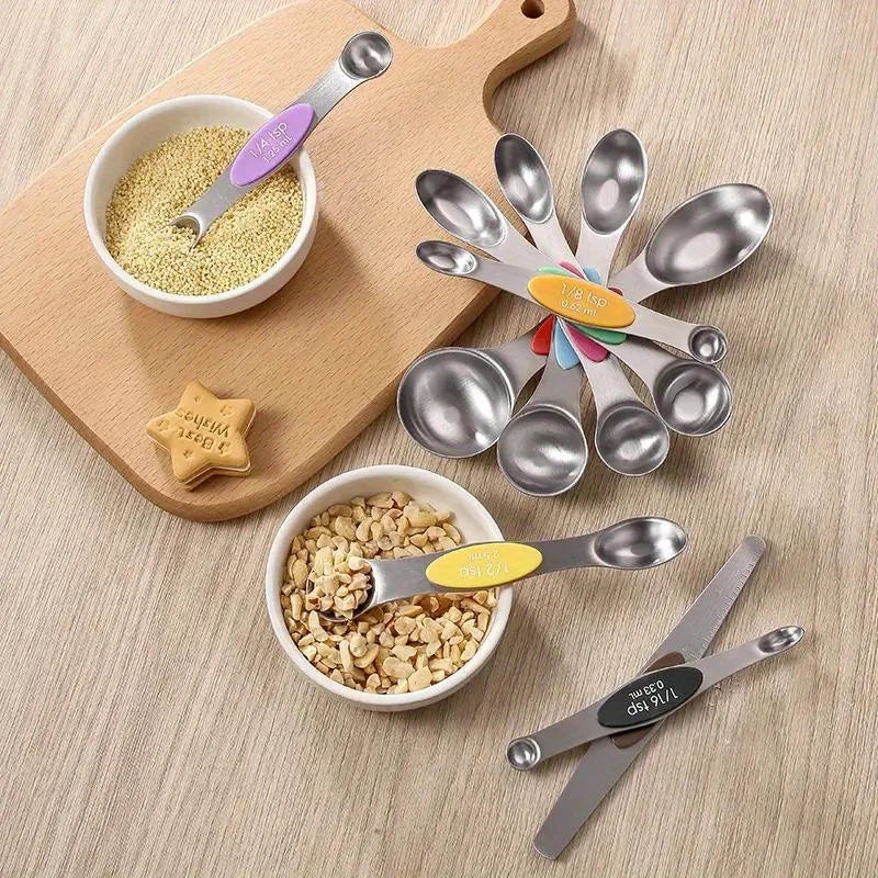 Alltägliches Edelstahlmagnet-Doppelkopf-Stapel-Messlöffel-Set