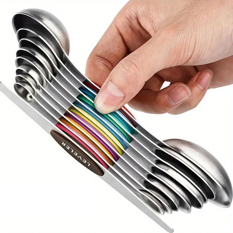 Alltägliches Edelstahlmagnet-Doppelkopf-Stapel-Messlöffel-Set