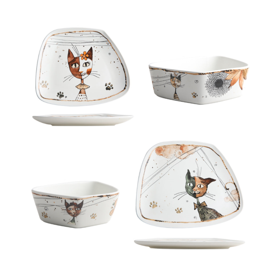 Classy Katzen unregelmäßig geformtes Keramikgeschirr