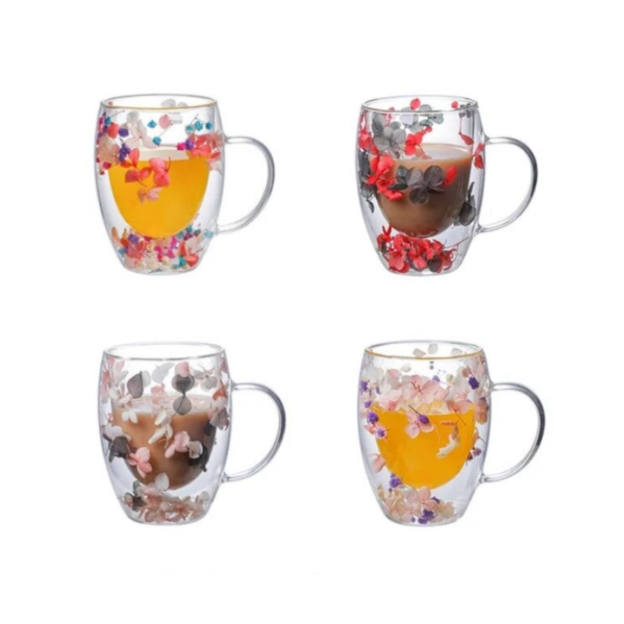 Petal Fancy Getrocknete Blumen Doppelwand Glasbecher