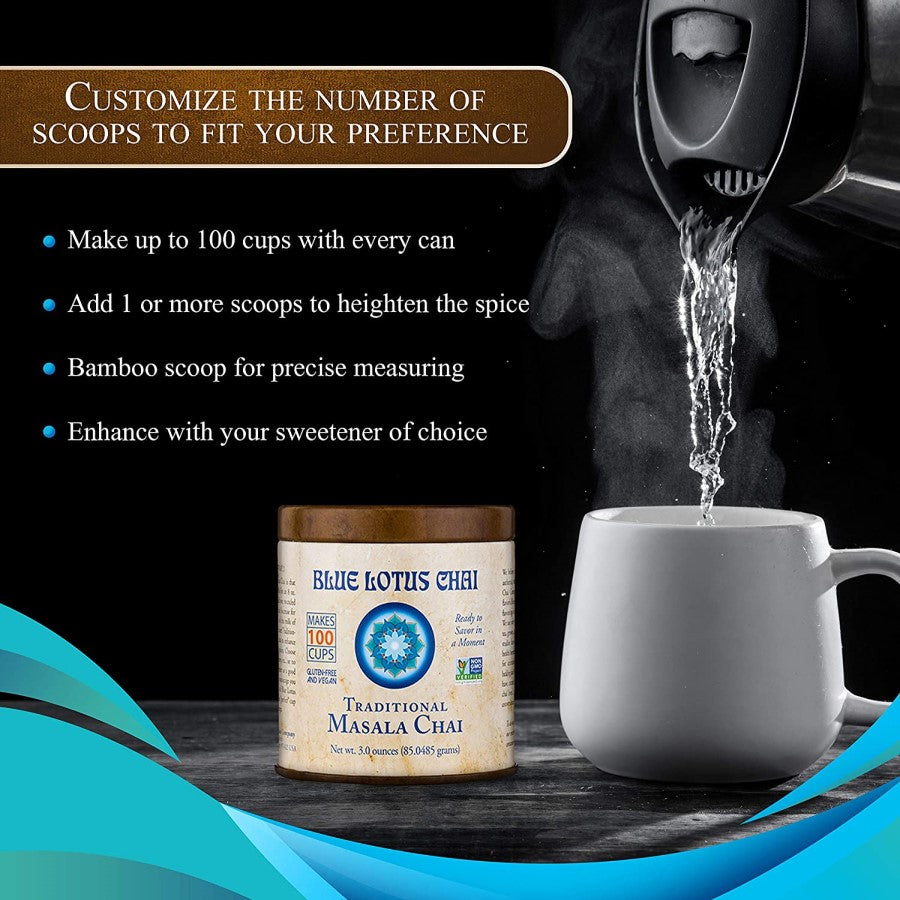 Blauer Lotus Chai Nicht-GVO Traditioneller Masala Chai Tee 85 g