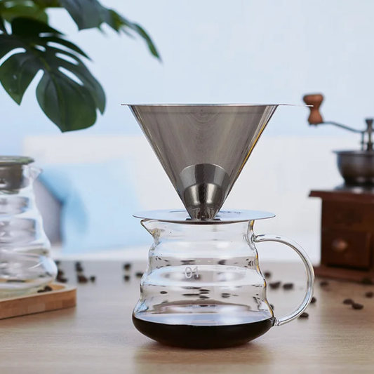 Wiederverwendbarer Edelstahl, über Kegel Kaffeefilterkorb