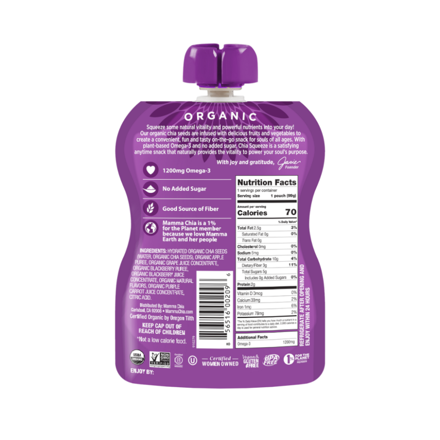Mamma Chia Organic Chia Squeeze Blackberry Bliss 99 g