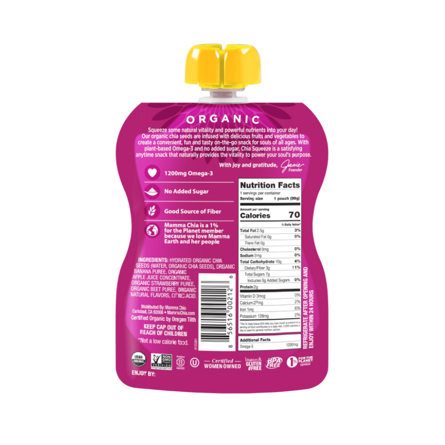 Mamma Chia Organic Chia Squeeze Erdbeerbanane 99 g