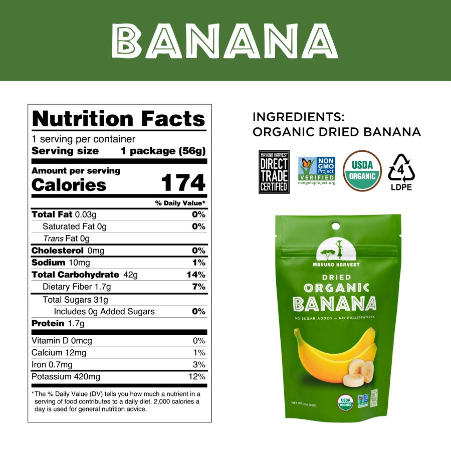 Mavuno Ernte Bio-getrocknete Banane 57 g