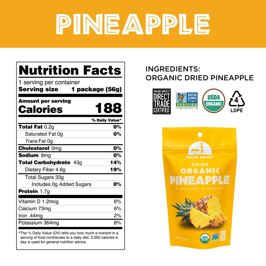 Mavuno Ernte Organisch Getrocknete Ananas 57 g