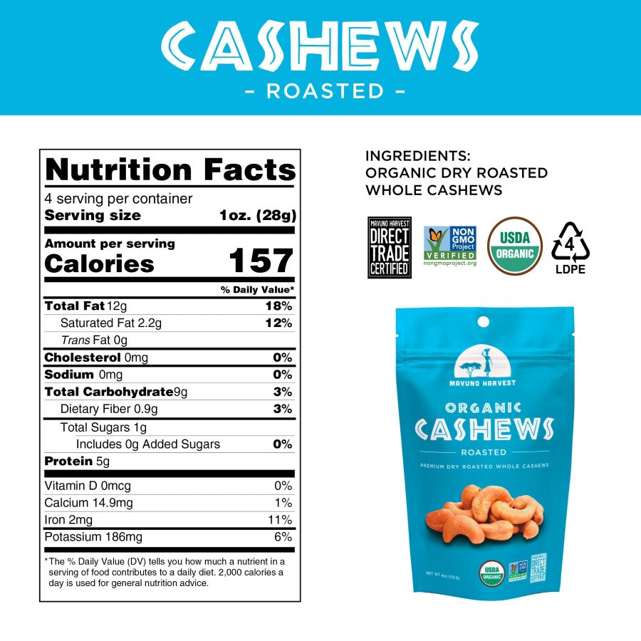 Mavuno Ernte Organic Cashews geröstet 113 g
