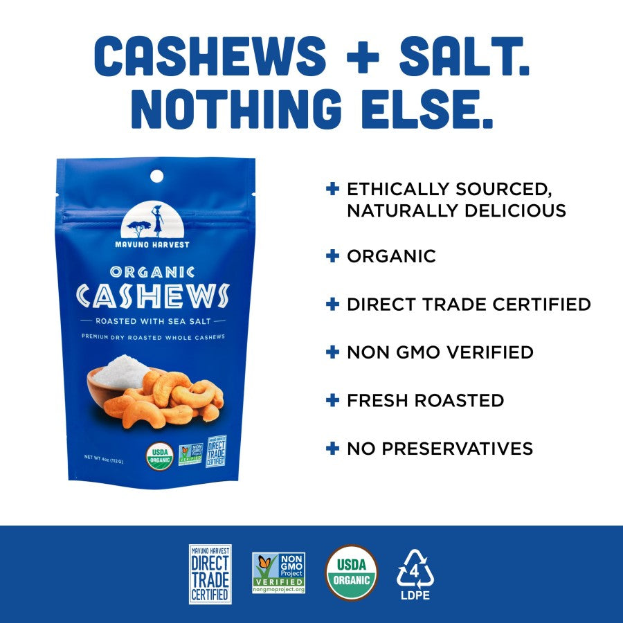 Mavuno Ernte Bio-Cashews mit Meersalz 113 g geröstet