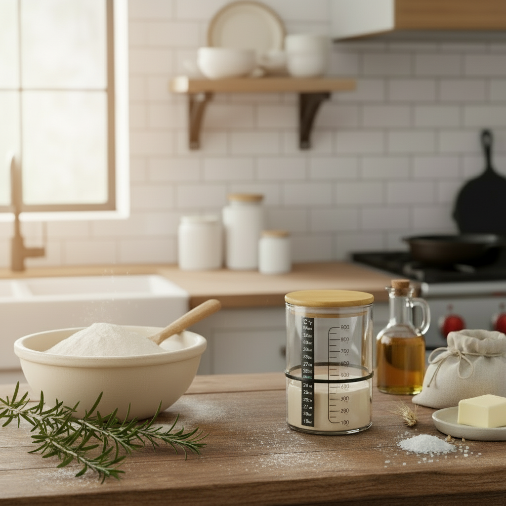 Komplette Sauerteig Starterset mit Glas Kanister & Werkzeuge