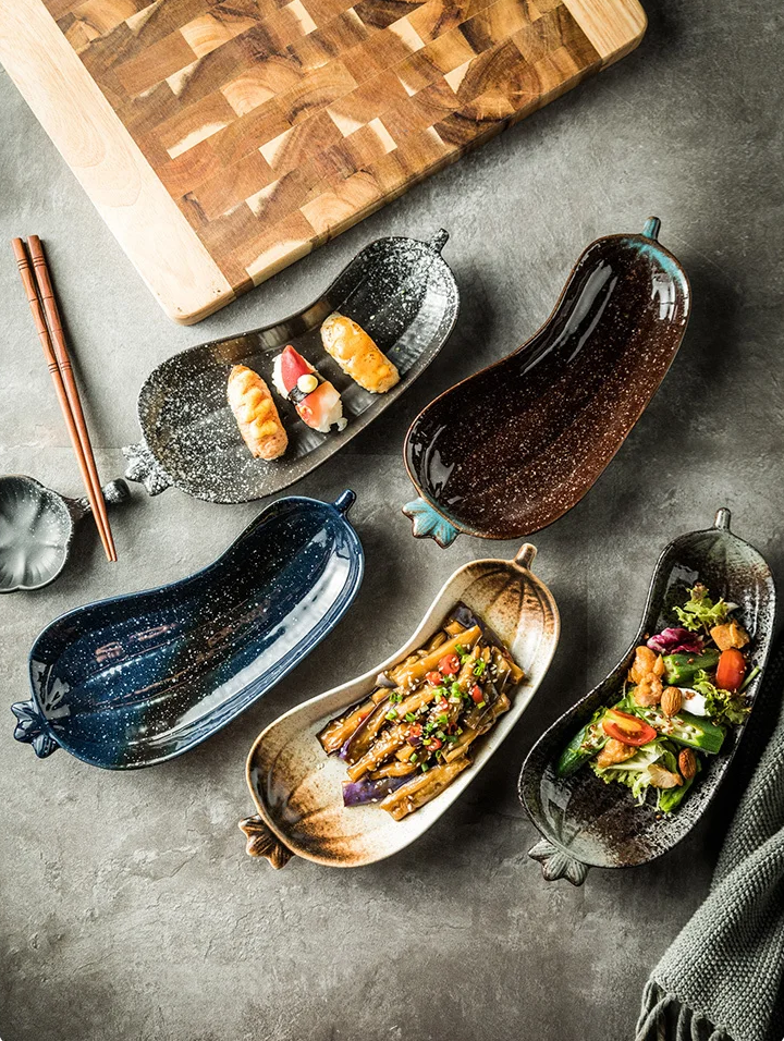 Auberginenförmige Keramik Dekorative Serveware