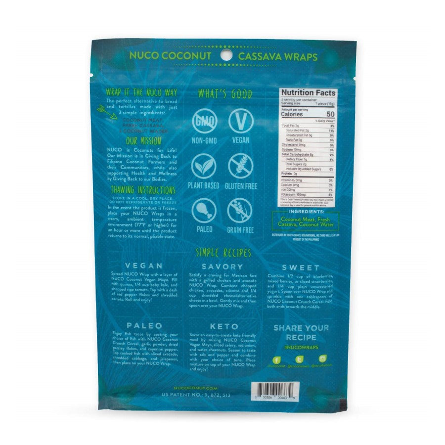 NUCO Coconut Cassava Wraps 55 g