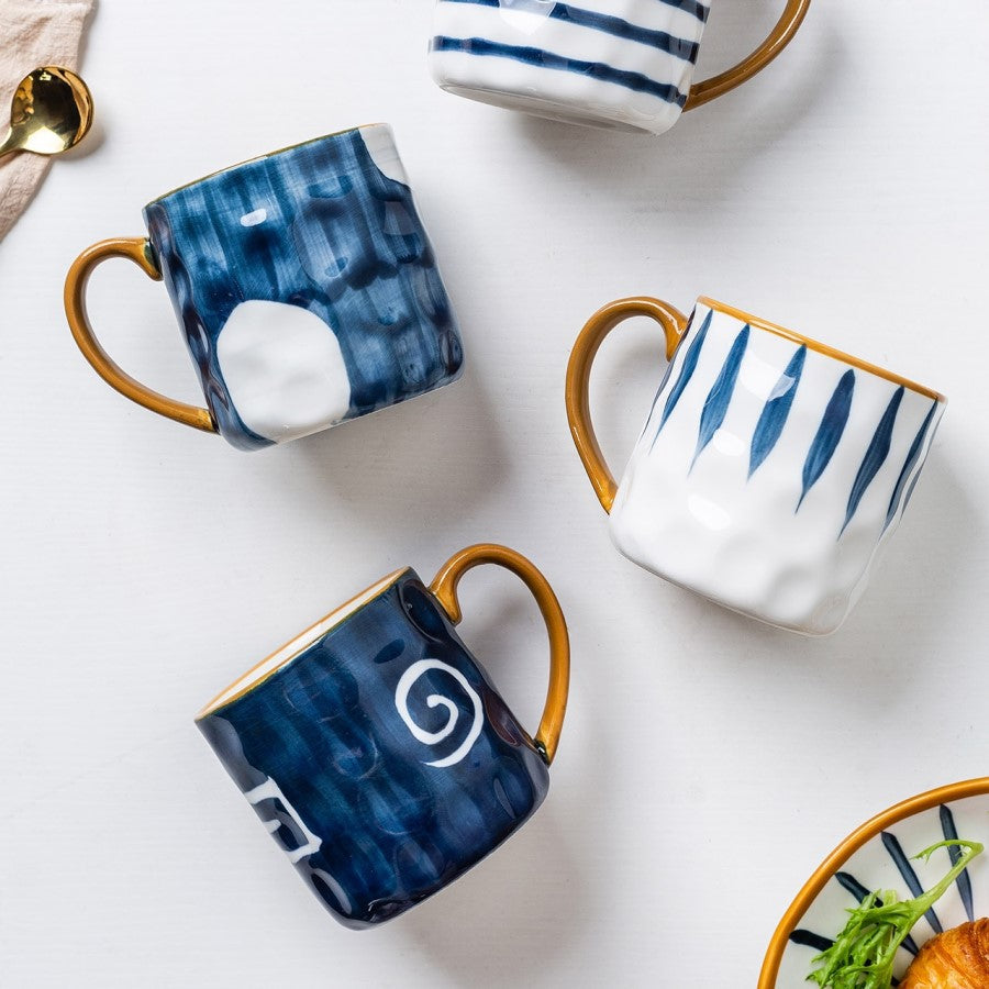 Nautical Style Keramikbecher mit glätten Glättglas Finish