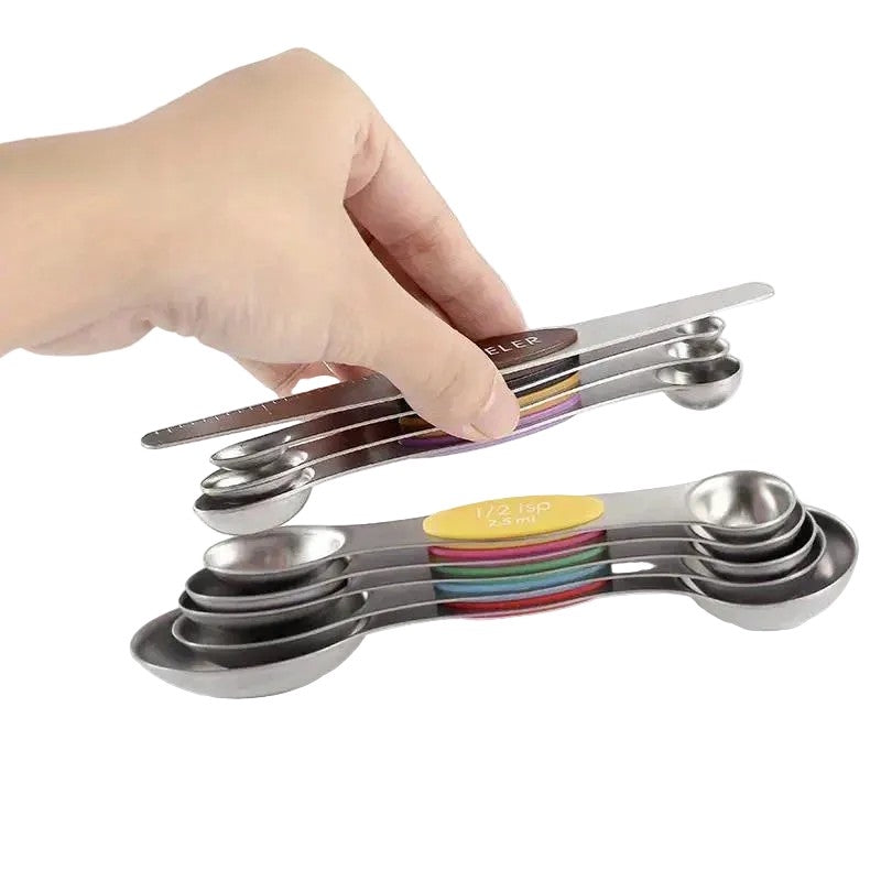 Alltägliches Edelstahlmagnet-Doppelkopf-Stapel-Messlöffel-Set