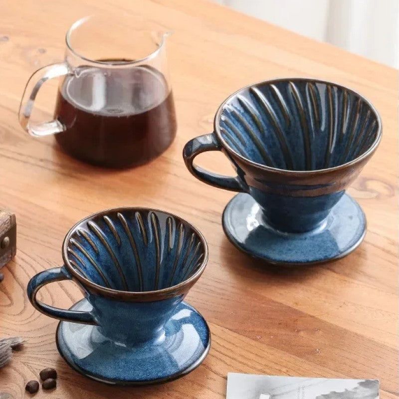 Oceanside Pour Over Ceramic Cone Coffee Brewing Set
