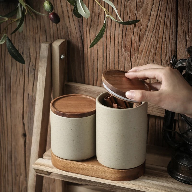 Organic Modern Style Holz & Keramik Siegelbare Lebensmittel Lager Gläser