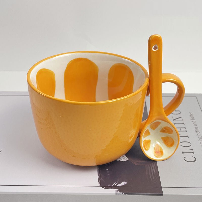 Sommer Fruit Style Keramikbecher, Löffel & Platte Set
