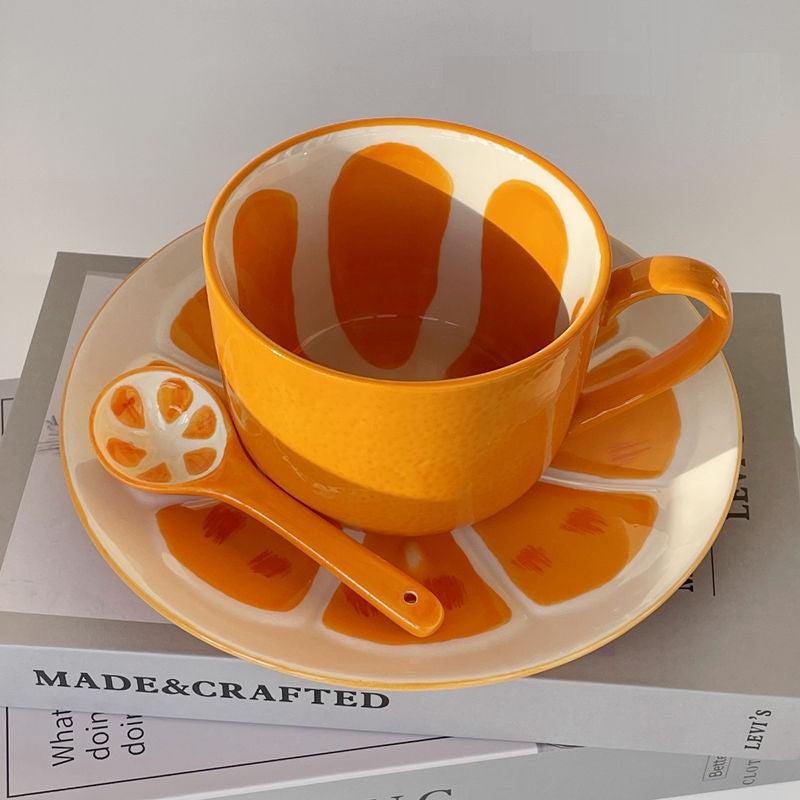 Sommer Fruit Style Keramikbecher, Löffel & Platte Set