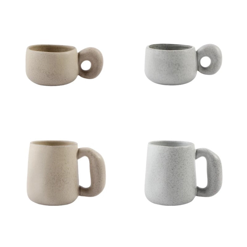 Organic Retro Style Keramikbecher mit Chunky Griffe