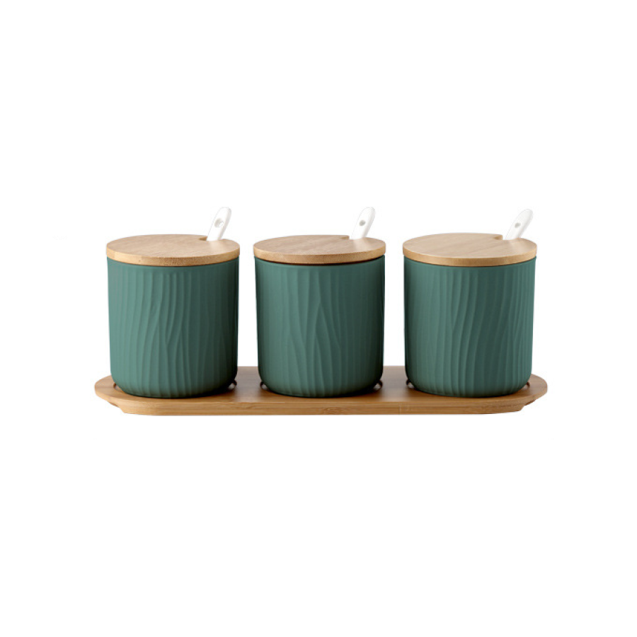 Organic Seaside Style Keramik Jar & Spoon Sets mit Bambus Lids