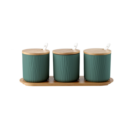 Organic Seaside Style Keramik Jar & Spoon Sets mit Bambus Lids