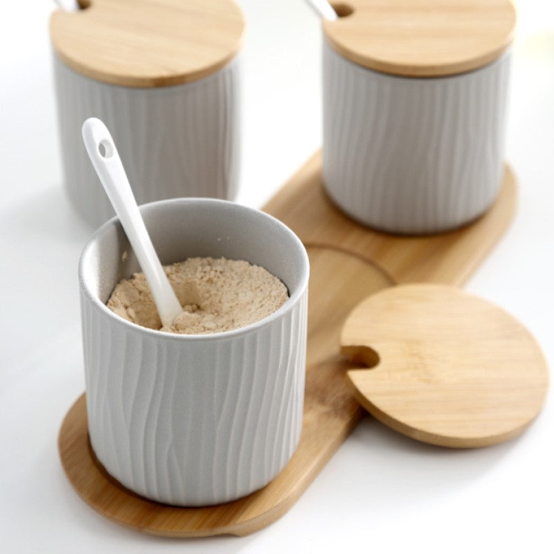 Organic Seaside Style Keramik Jar & Spoon Sets mit Bambus Lids