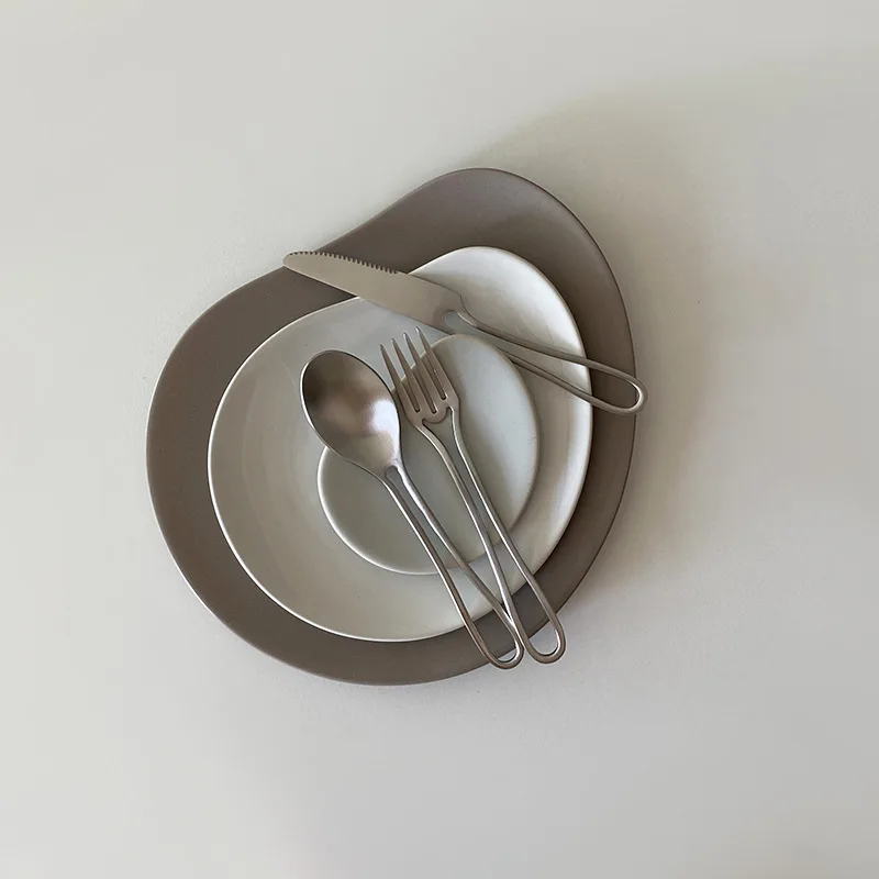 Minimalistischer Schnitt Griff Edelstahl Flatware 5-teiliges Set