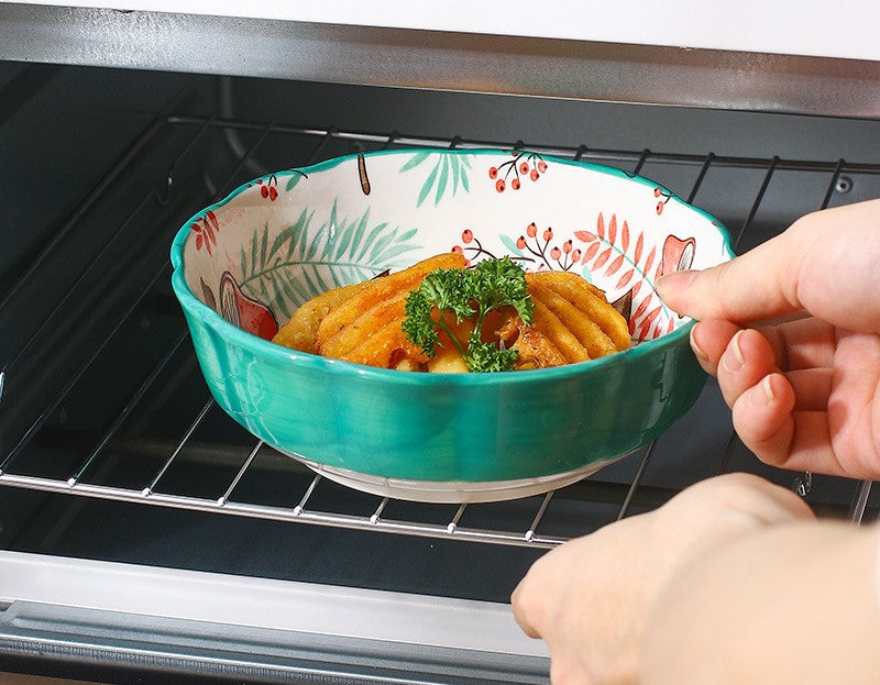 Entzückende Nordic Forest Freunde Keramik Scalloped Bowls