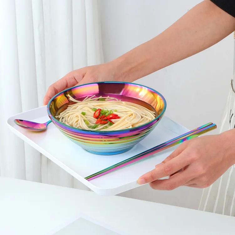 Glam Edelstahl Insulated Bunte Nudelschalen Sets mit Utensilien
