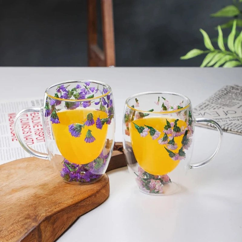 Petite Arbor getrocknete Blumen Doppelwand Glasbecher