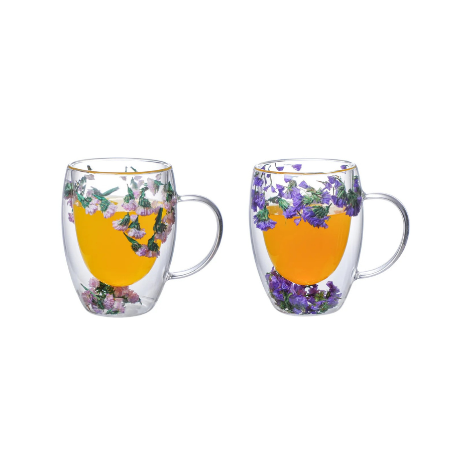 Petite Arbor getrocknete Blumen Doppelwand Glasbecher