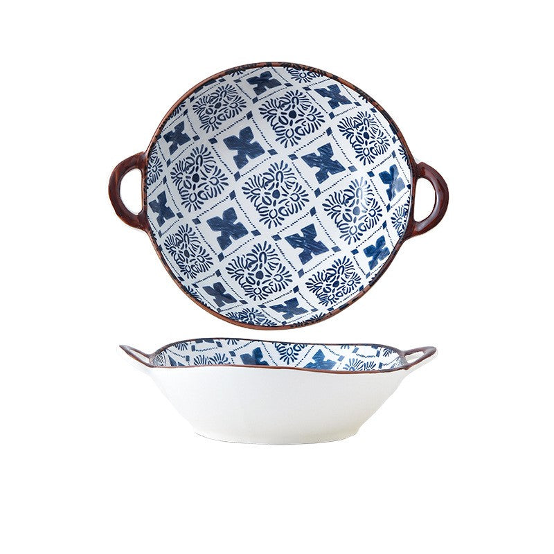 Farmhouse mediterranen Stil unregelmäßig geformte Keramikschalen mit Griffen