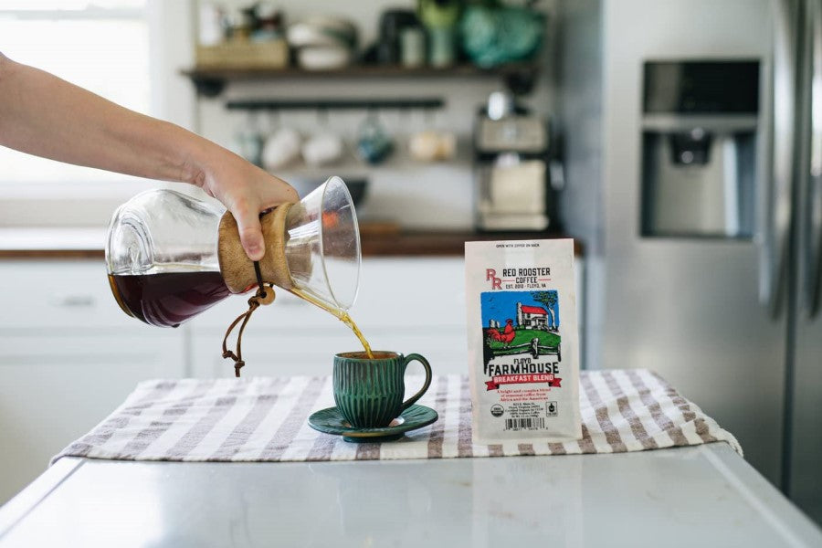 Rot Rooster Coffee Floyd Farmhouse Frühstück Blend Organische Ganze Bohne 34 g