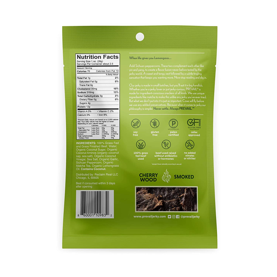 Prevail Grass-Fed Beef Jerky Lemongrass 64 g